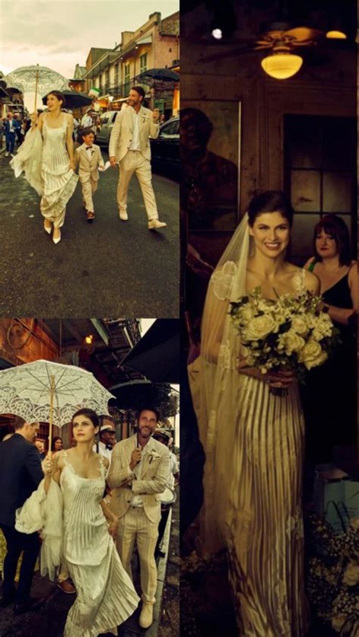 Alexandra Daddario wore a Danielle Frankel dress to her New Orleans wedding