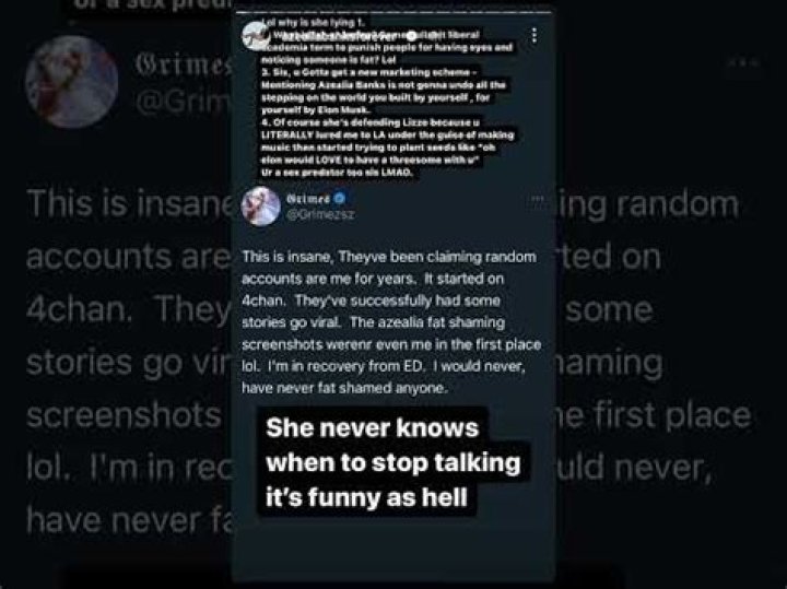 Azealia Banks has a story about Grimes consoling an acid-tripping Elon Musk