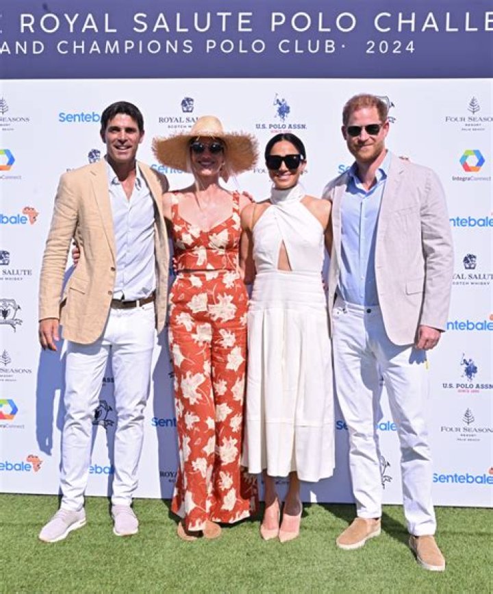 Duchess Meghan wears Carolina Herrera for the Sentebale Polo Challenge event